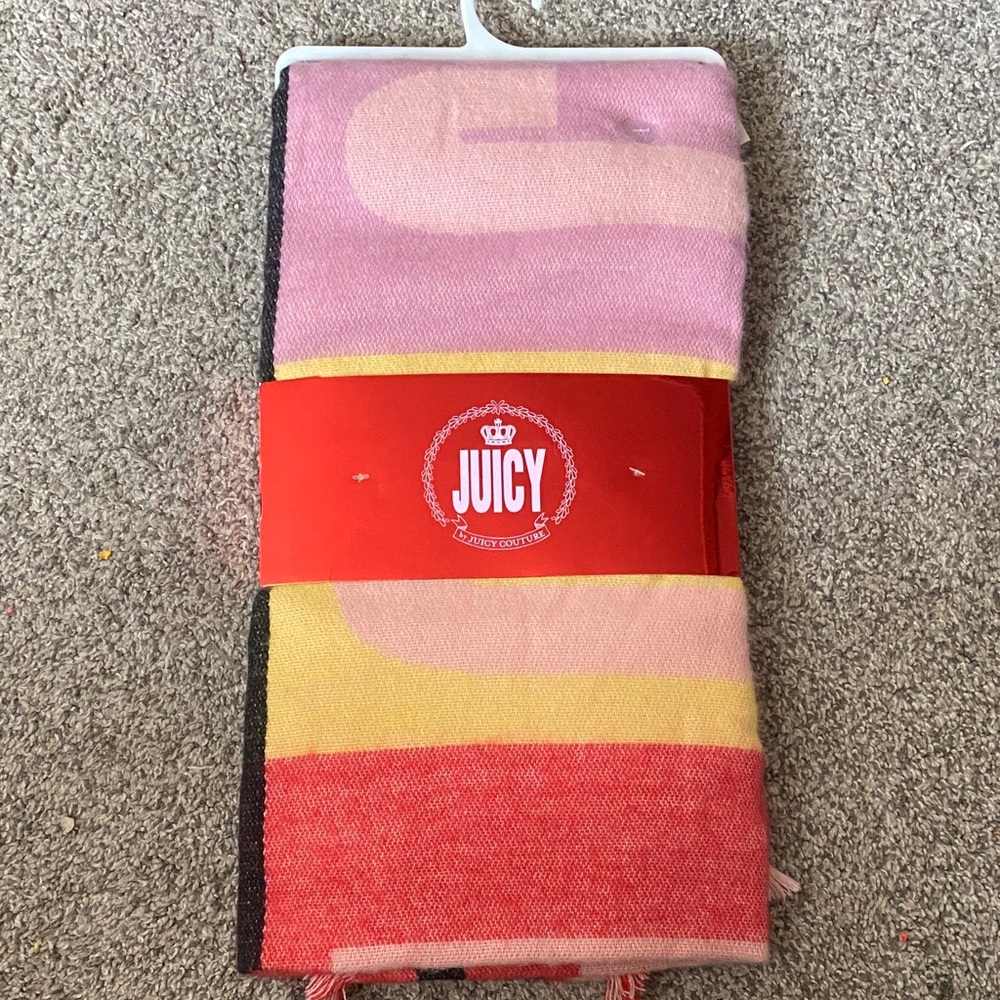 Juicy Couture Pink and Yellow Striped scarf